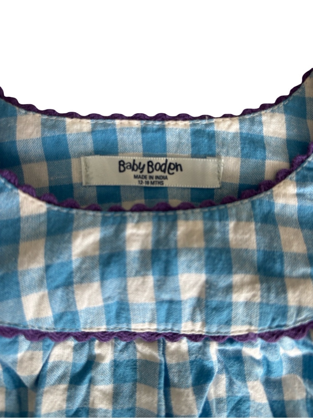 Baby Boden Sailboat Blue White Gingham Top & Cropped Pants - Picture 5 of 10